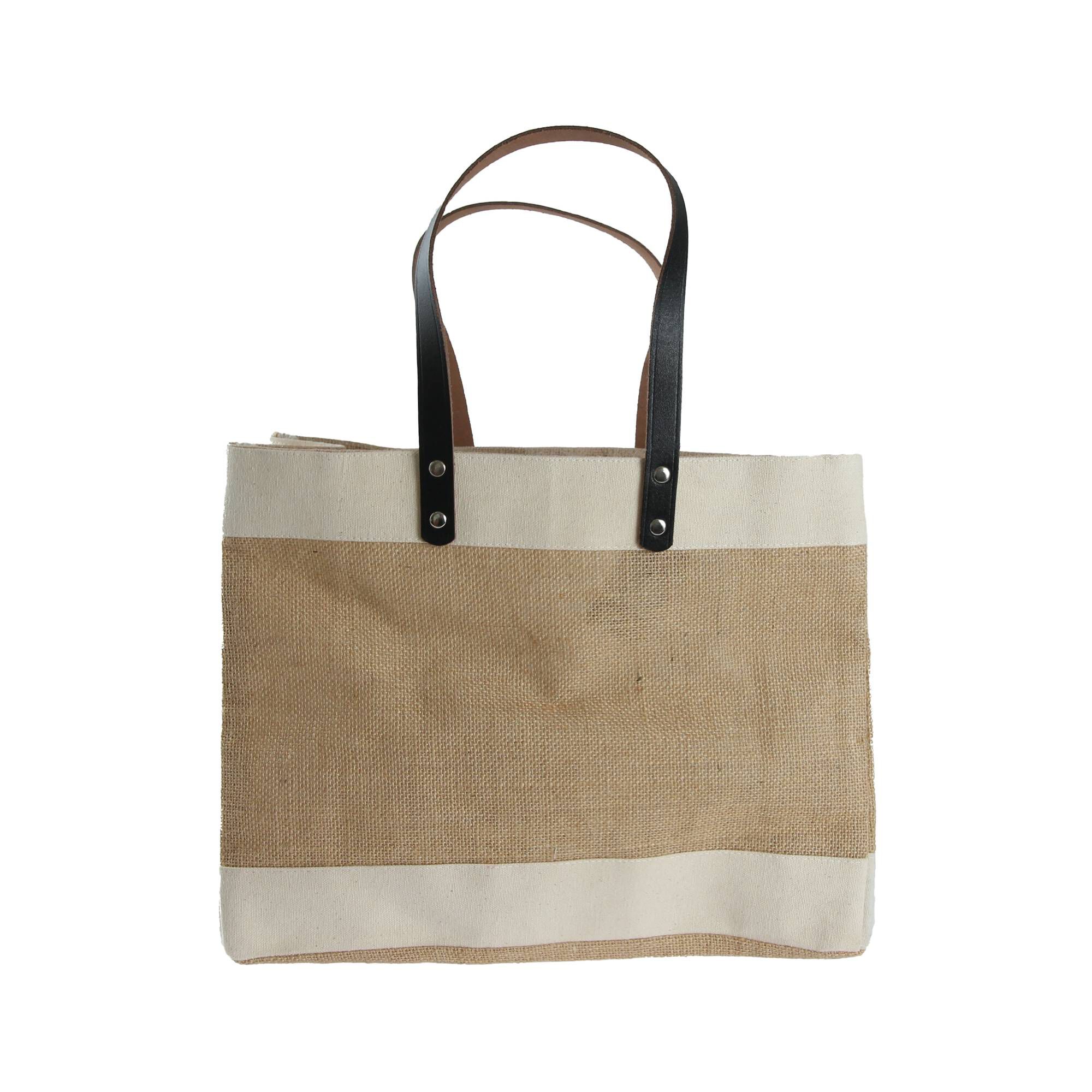 Natural Canvas Jute Bag with Leather Strap 36cm x 28cm | Hobbycraft