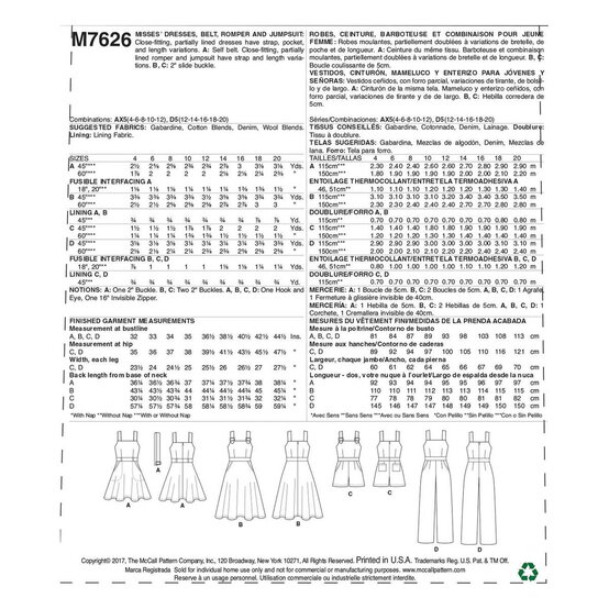 McCall&rsquo;s Dress and Jumpsuit Sewing Pattern M7626 (4-12) image number 2