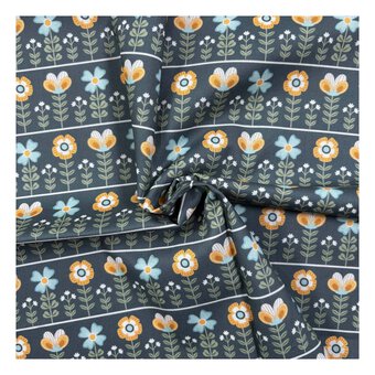 Skyborne Grace Floral Row Cotton Fabric by the Metre