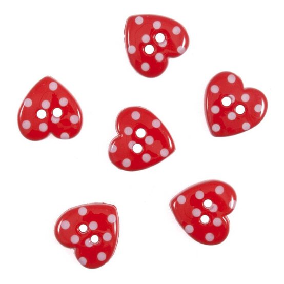 Trimits Dotty Heart Craft Buttons 6 Pieces image number 1