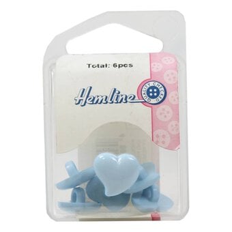 Hemline  Baby Blue Novelty Hearts Button 6 Pack image number 2