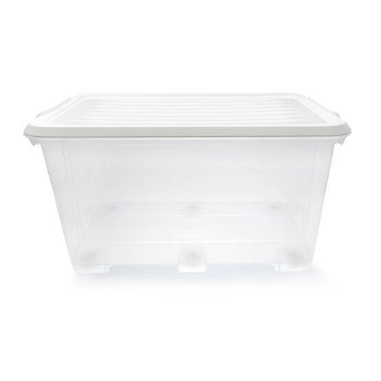 Clear White Storage Box with Wheels 60 Litres image number 5