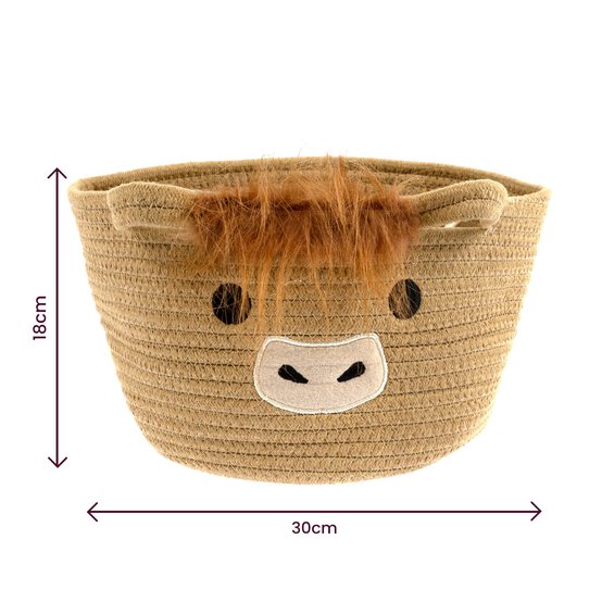 Highland Cow Cotton Rope Basket 30cm x 18cm image number 4