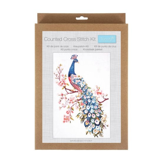 Trimits Extra Large Peacock Counted Cross Stitch Kit image number 1
