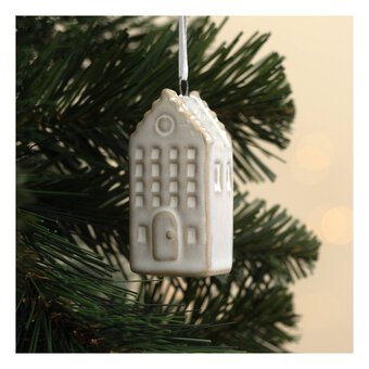 Hanging Beige Ceramic House Decoration 6cm