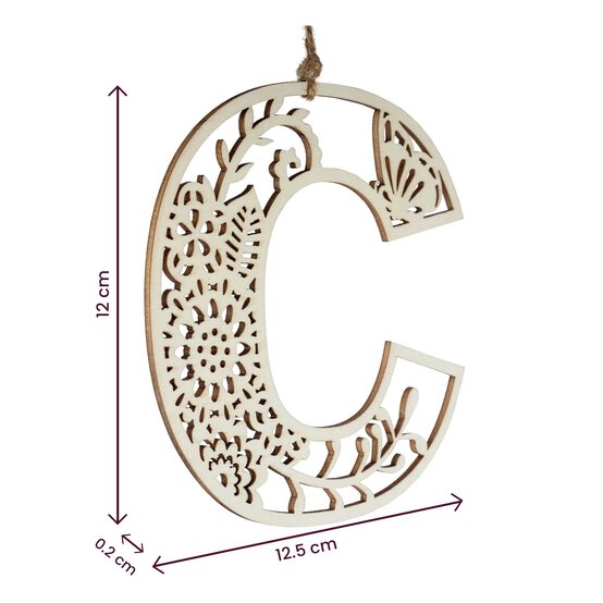 Wooden Filigree Hanging Letter C 12cm image number 4