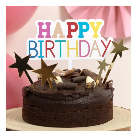 Whisk Rainbow Acrylic Happy Birthday Cake Topper image number 1