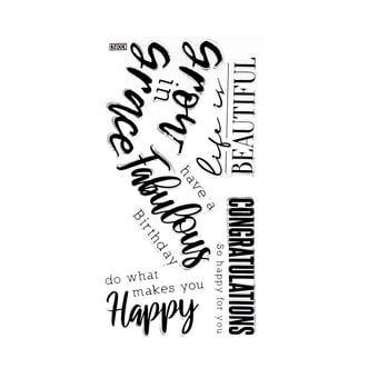 Sizzix Sunny Sentiments 4 Stamp Set 5 Pieces