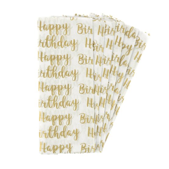 Happy Birthday Printed Tissue Paper 50cm x 75cm 6 Pack image number 1