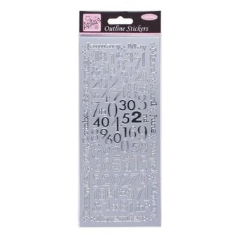 Outline Stickers Months And Numbers Silver