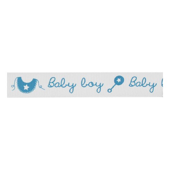 Baby Boy Rattle Grosgrain Ribbon 15mm x 5m image number 2