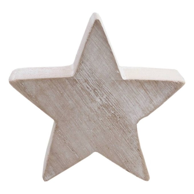 White Washed Wooden Star 9cm x 9cm x 3cm