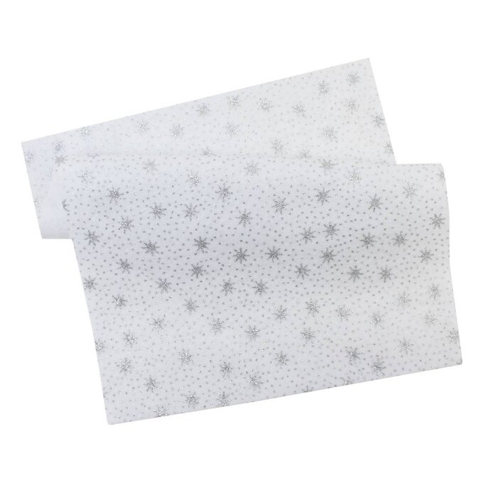 White Glitter Star Felt Sheet A4 image number 1