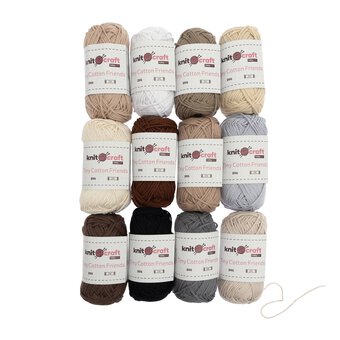 Knitcraft Neutral Tiny Cotton Friends Yarn 25g 12 Pack