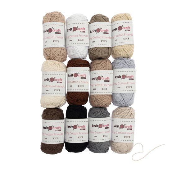 Knitcraft Neutral Tiny Cotton Friends Yarn 25g 12 Pack image number 1