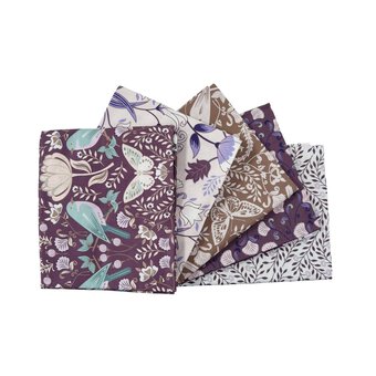 WI Mauve Garden Delight Cotton Fat Quarters 5 Pack
