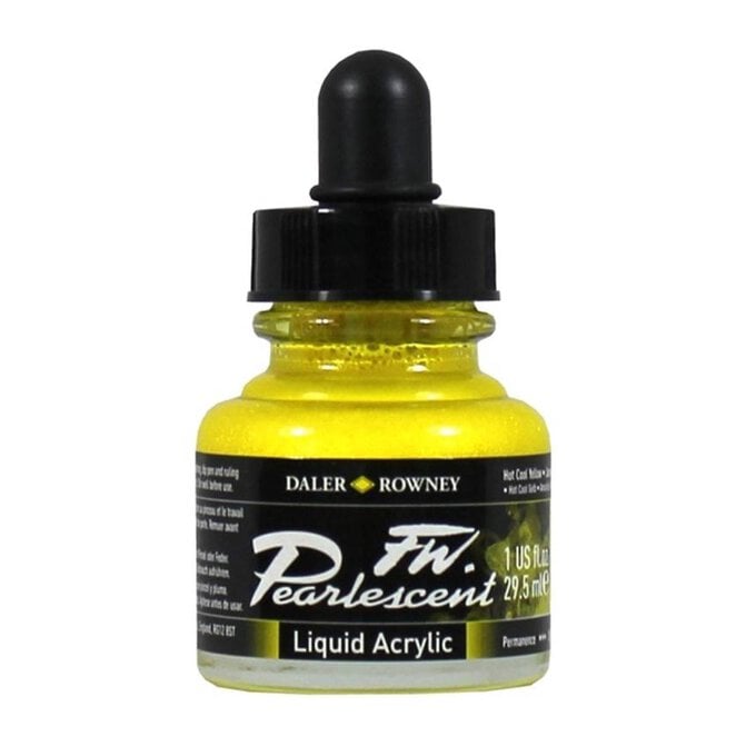Daler-Rowney Hot Cool Yellow FW Pearlescent Liquid Acrylic 29.5ml image number 1