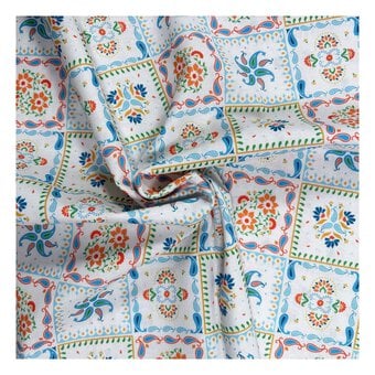 Island Haven Tropical Tiles Cotton Fabric by the Metre