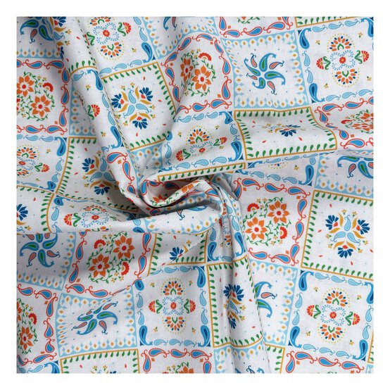 Island Haven Tropical Tiles Cotton Fabric by the Metre image number 1