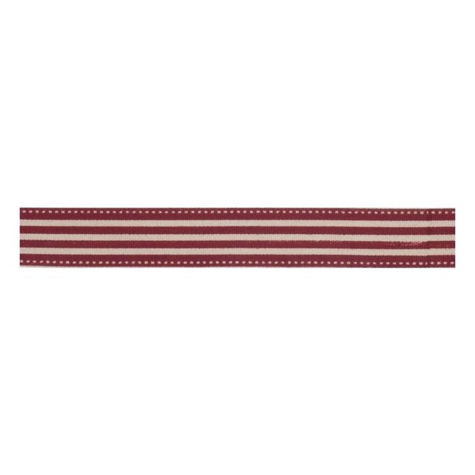 Red Stripe Cotton Ribbon 15mm x 5m image number 1