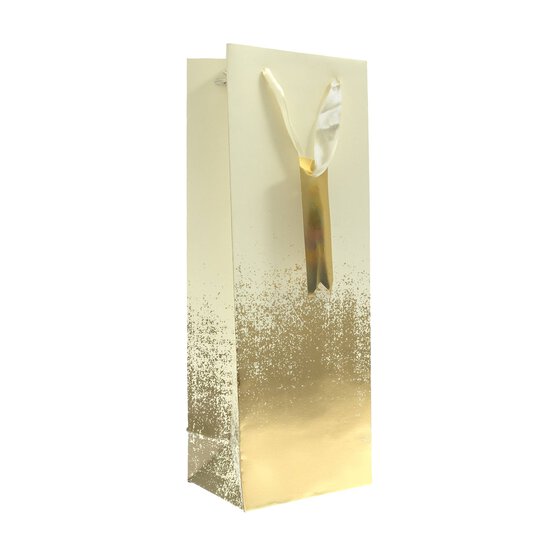 Gold and Cream Distressed Bottle Gift Bag 13cm x 35.5cm image number 1