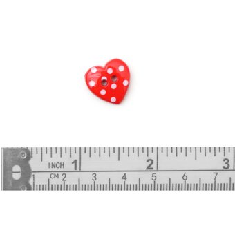 Hemline Red Crystal Heart Shaped Buttons 5 Pack