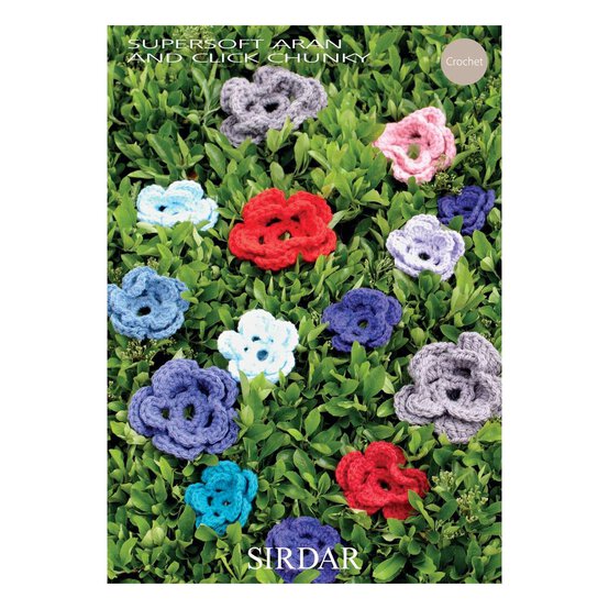 FREE PATTERN Sirdar Supersoft Aran and Click Chunky Flowers Crochet Pattern image number 1