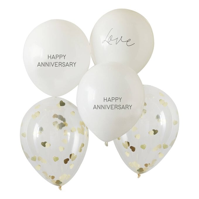 Ginger Ray Happy Anniversary Balloons 5 Pack image number 1