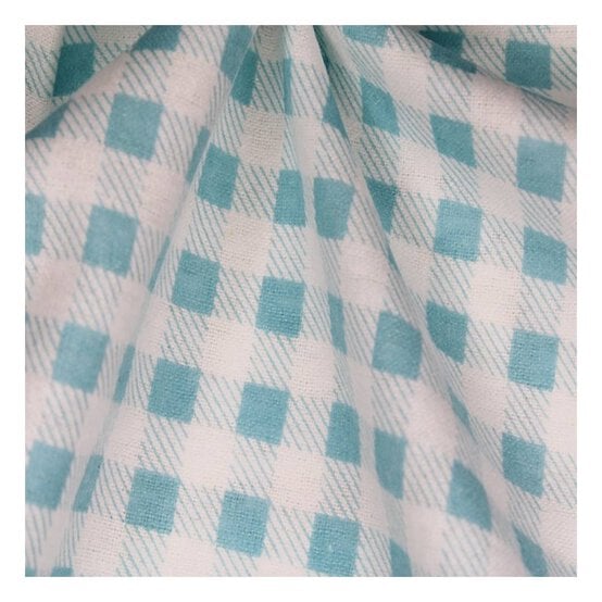 Baby Blue Check Winceyette Polycotton Fabric by the Metre image number 3