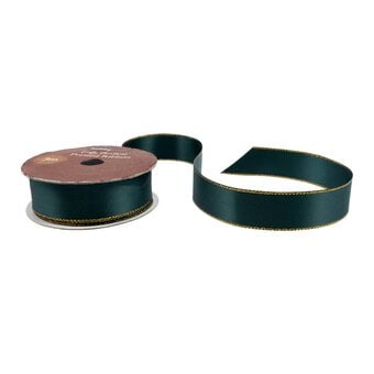 Green and Gold Satin Ribbon 18mm x 3m