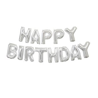 Silver Happy Birthday Balloon Banner Kit