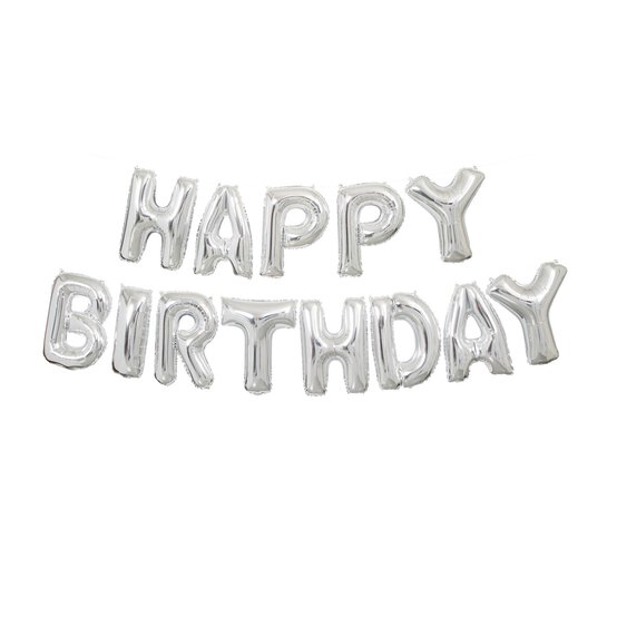 Silver Happy Birthday Balloon Banner Kit image number 2