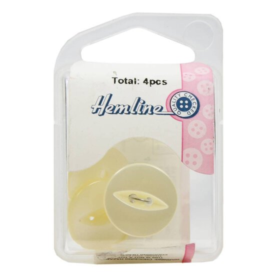 Hemline Cream Basic Fish Eye Button 4 Pack image number 2