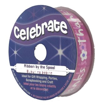 Pink Thanks Ribbon 15mm x 3.5m