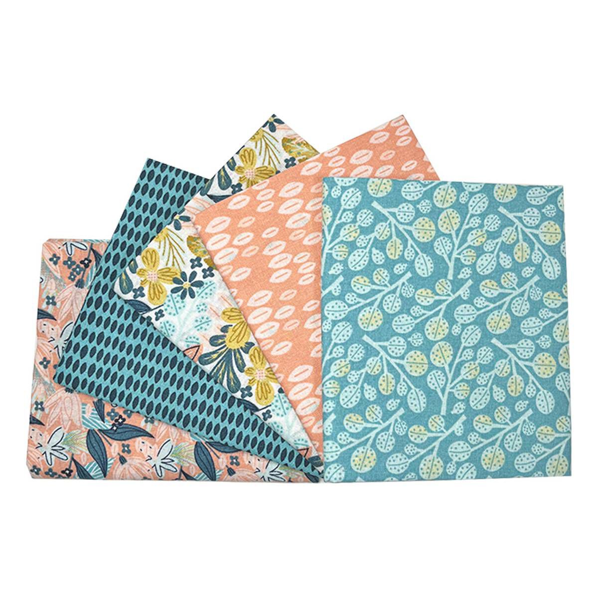 Leaf Cotton Fat Quarters 5 Pack Hobbycraft