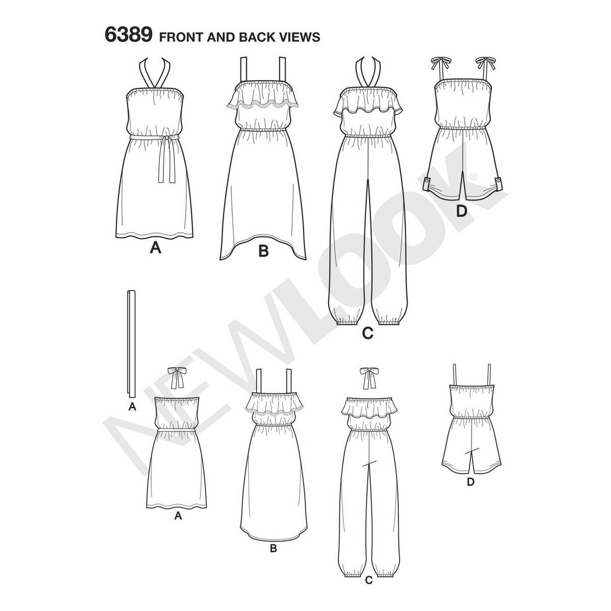 New Look Girls' Dress and Jumpsuit Sewing Pattern 6389 Hobbycraft