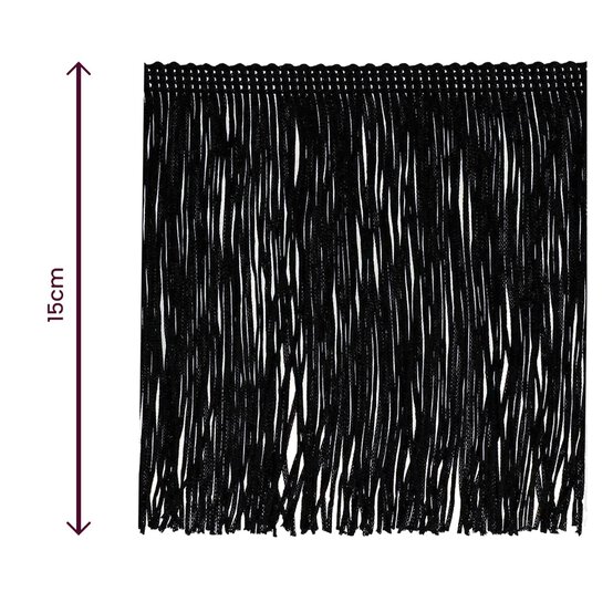 Black 15cm Chainette Fringe by the Metre image number 5