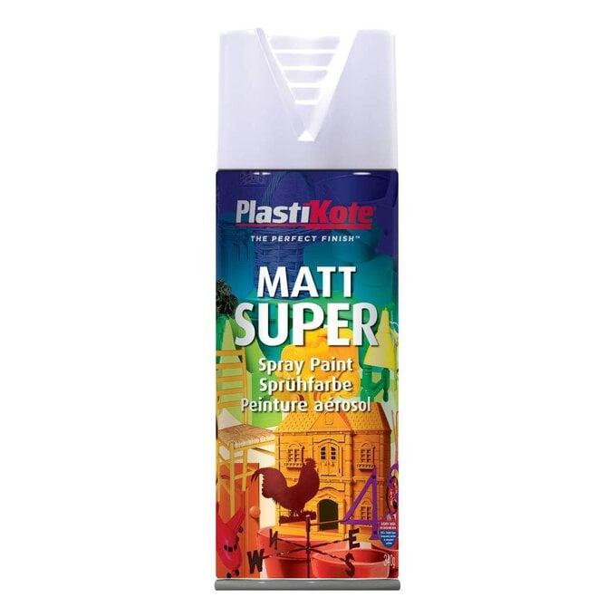 PlastiKote Flat White Matt Super Spray Paint 400ml image number 1