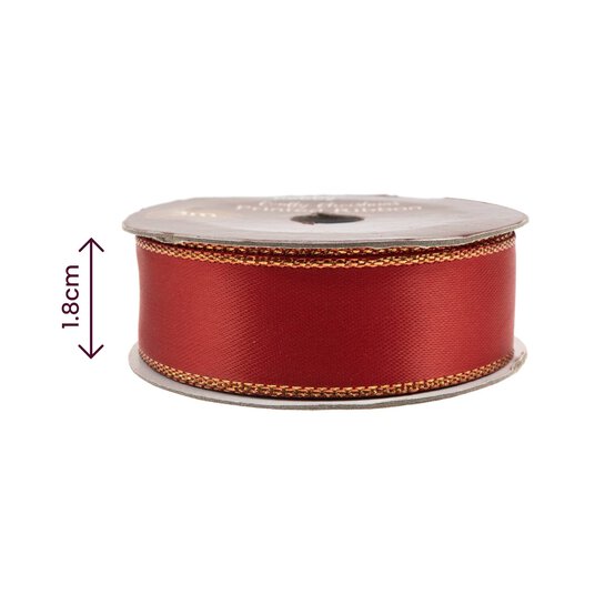 Red and Gold Satin Ribbon 18mm x 3m image number 5