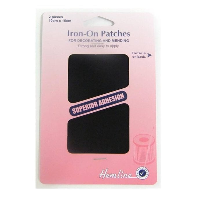 Hemline Black Iron On Patches 2 Pack image number 1