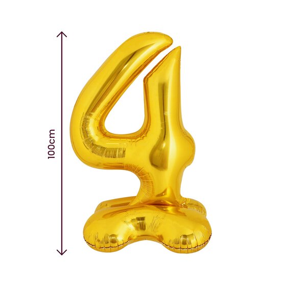 Standing Gold Number 4 Balloon 1m  image number 2