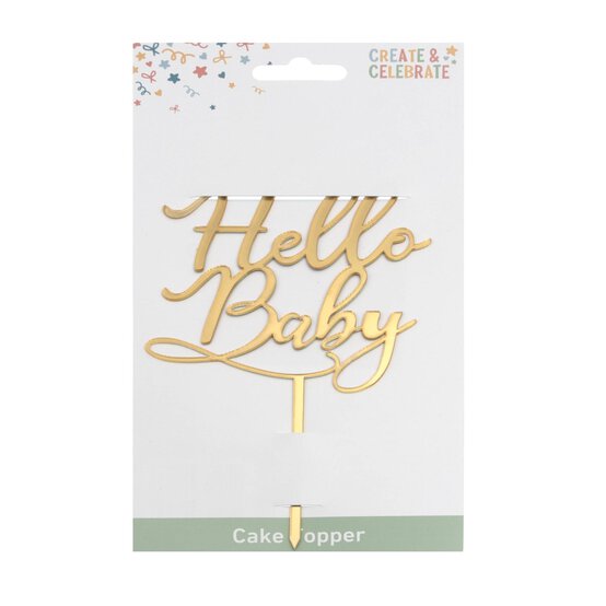 Create & Celebrate Gold Hello Baby Cake Topper image number 4