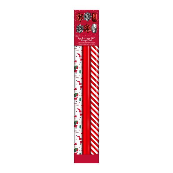 Candy Cane Luxury Gift Wrap Set 9 Pieces image number 1