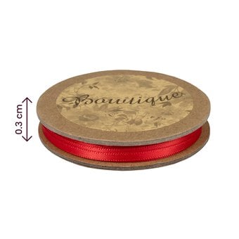 Red Double-Faced Satin Ribbon 3mm x 5m image number 4