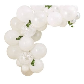 Ginger Ray White Baby Shower Balloons Arch with Foliage