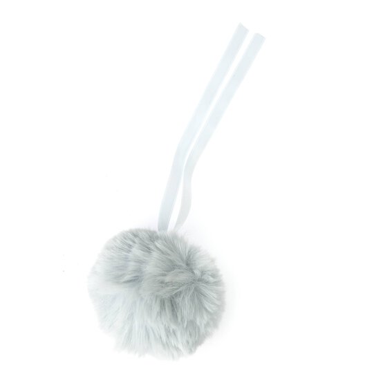 Pale Blue Faux Fur Pom Pom 11cm image number 3