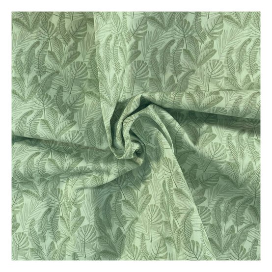 Sage Green Paradise Leaves Cotton Fabric by the Metre image number 1