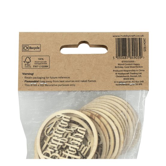 Wooden Happy Birthday Confetti 24 Pieces image number 5