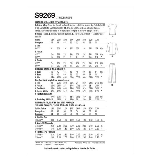 Simplicity Women’s Separates Sewing Pattern S9269 (18-24) image number 2