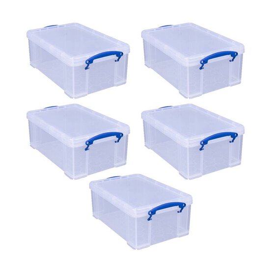 Really Useful Clear Box 9 Litres 5 Pack Bundle image number 1